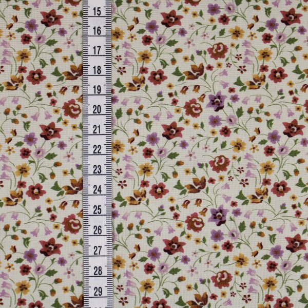 Popeline Baumwolle romantisches Blumenmeer zartes grau